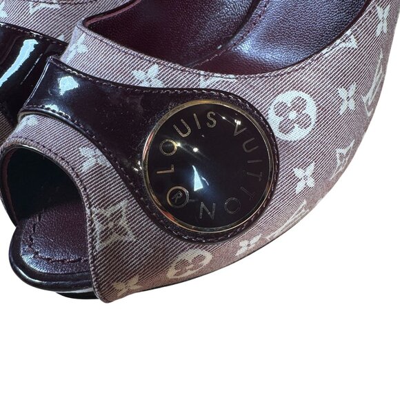 Louis Vuitton Vintage Monogram Idylle Romance Peep Toe Stiletto Heels Size 38.5 - Picture 4 of 12